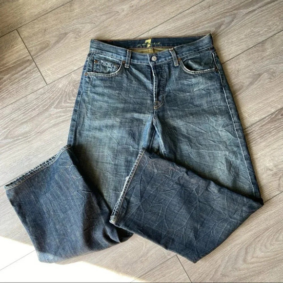 7 For All Mankind Relaxed Fit Straight Leg Button Fly Jeans - Picture 5 of 16